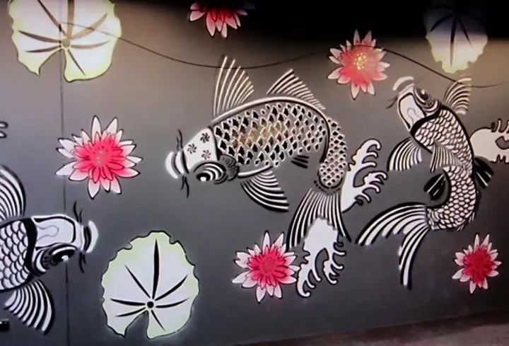 Koi Fish Wall Mural Stencil